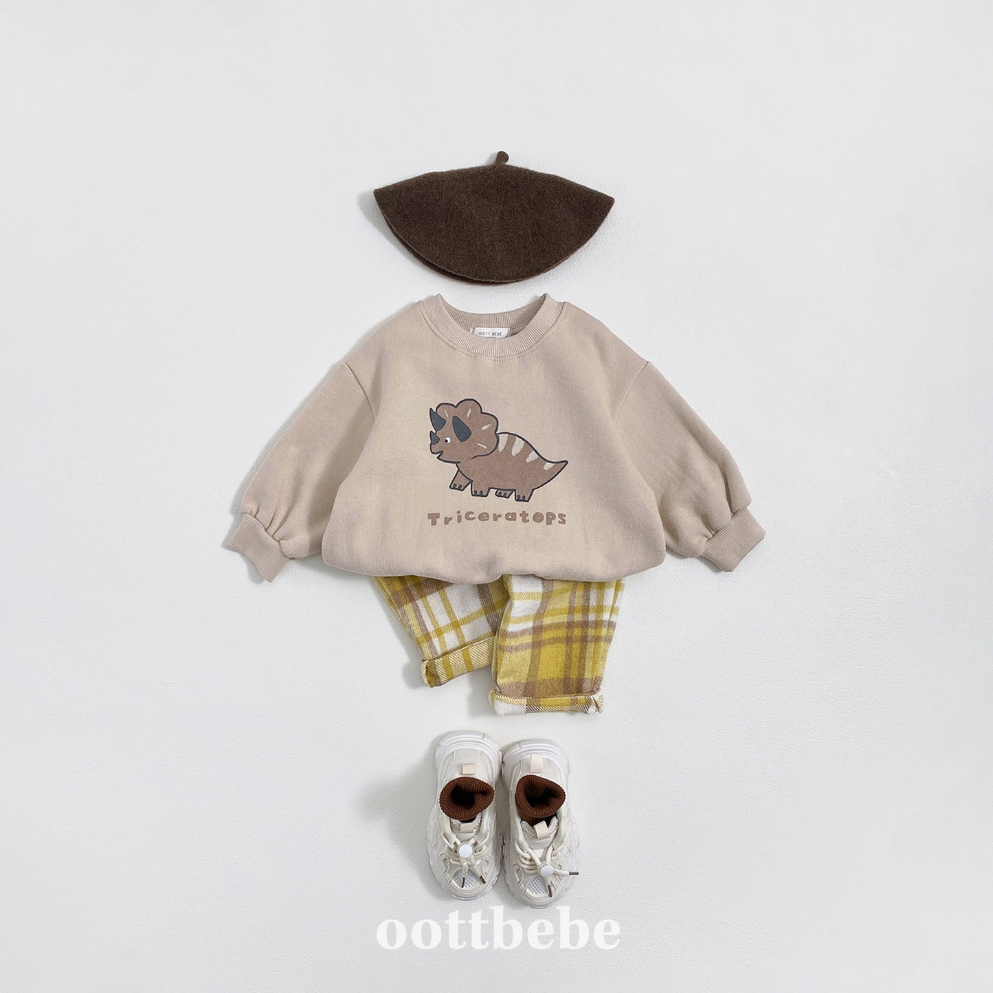 (Pre-order) OOTTBEBE Winter - Dino Friends Fleece Sweatshirt 공룡맨투맨(양기모) 4 Colors)