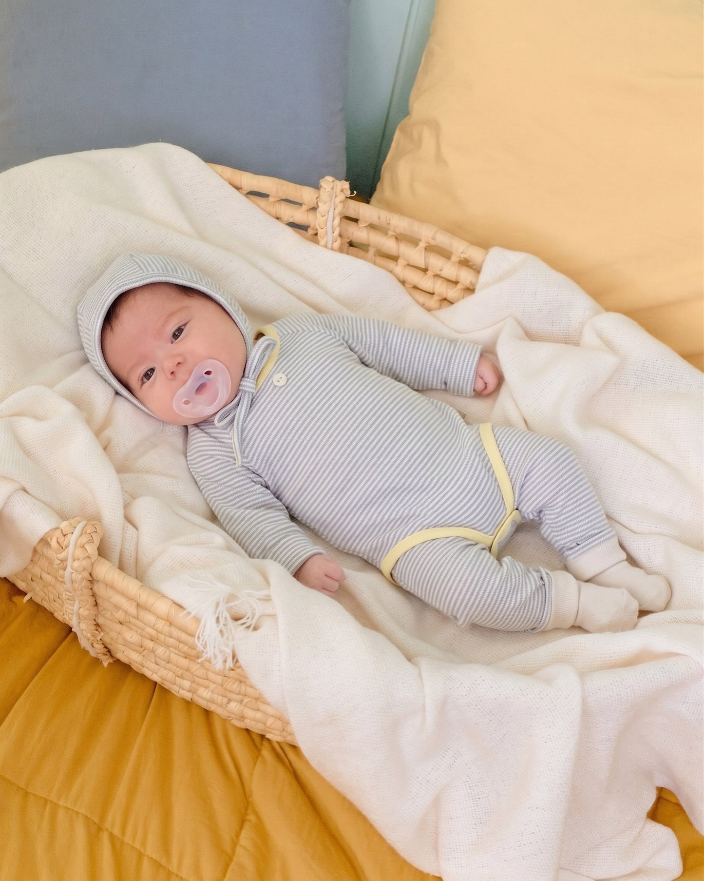 (Pre-order) OOTTBEBE Fall - Sweet Stripe Romper & Leggings Set 바닐라라떼슈트세트 (3 Colors)