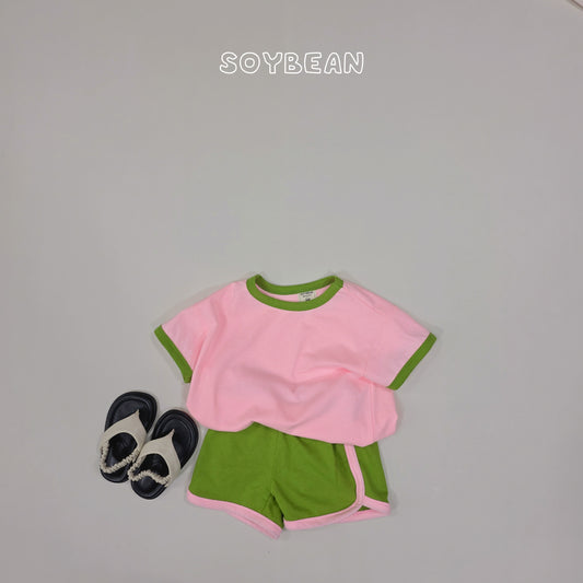 (Pre-order) Soybean Kids Summer - Macaron Top & Bottom Set 마카롱상하복 (10 Colors)