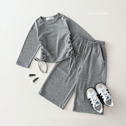 (Pre-order) Daily Bebe - Kids’ Side Shirring Top & Bottom Set 옆셔링세트 (2 Colors)