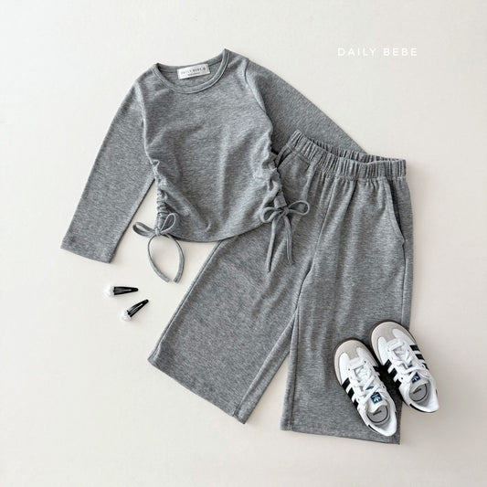 (Pre-order) Daily Bebe - Kids’ Side Shirring Top & Bottom Set 옆셔링세트 (2 Colors)