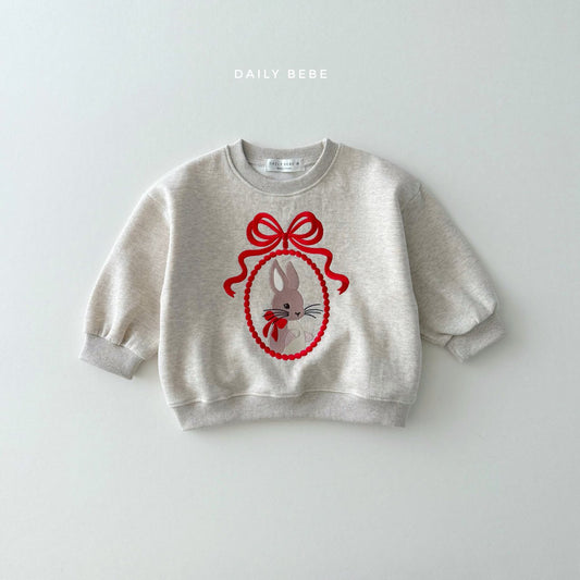 (Pre-order) Daily Bebe - Kids' Bunny Embroidery Sweatshirt 토끼 자수 맨투맨 (2 Colors)