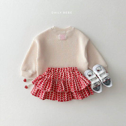 (Pre-order) Daily Bebe - Kids’ Ribbed Knit Sweatshirt 골지니트 맨투맨 (3 Colors)