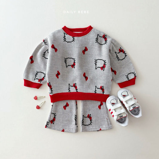 (Pre-order) Daily Bebe - Kids’ Jacquard Bootcut Top & Bottom Set 쟈가드부츠컷 세트 (2 Colors)