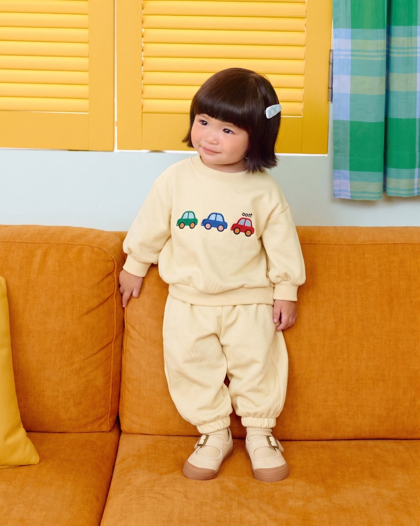 (Pre-order) OOTTBEBE Fall - Cute Car Top & Bottom Set - 자동차상하복 (2 Colors)