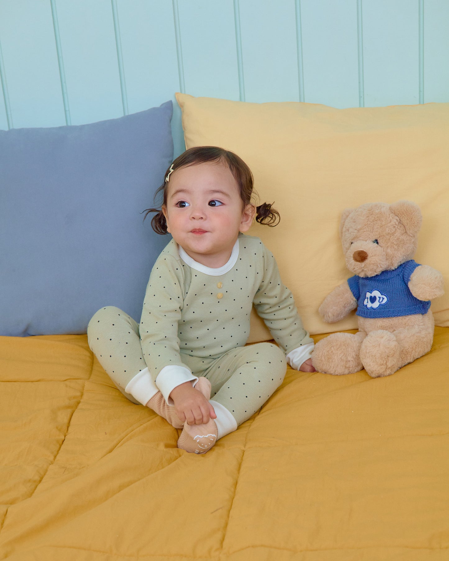 (Pre-order) OOTTBEBE Fall - Mini Dot Pajama Set 슈슈도트실내복 (2 Colors)