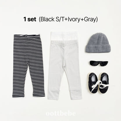 (Pre-order) OOTTBEBE - Simple Leggings 3-Piece Set 심플레깅스 1+1+1(3종세트) (2 Colors)