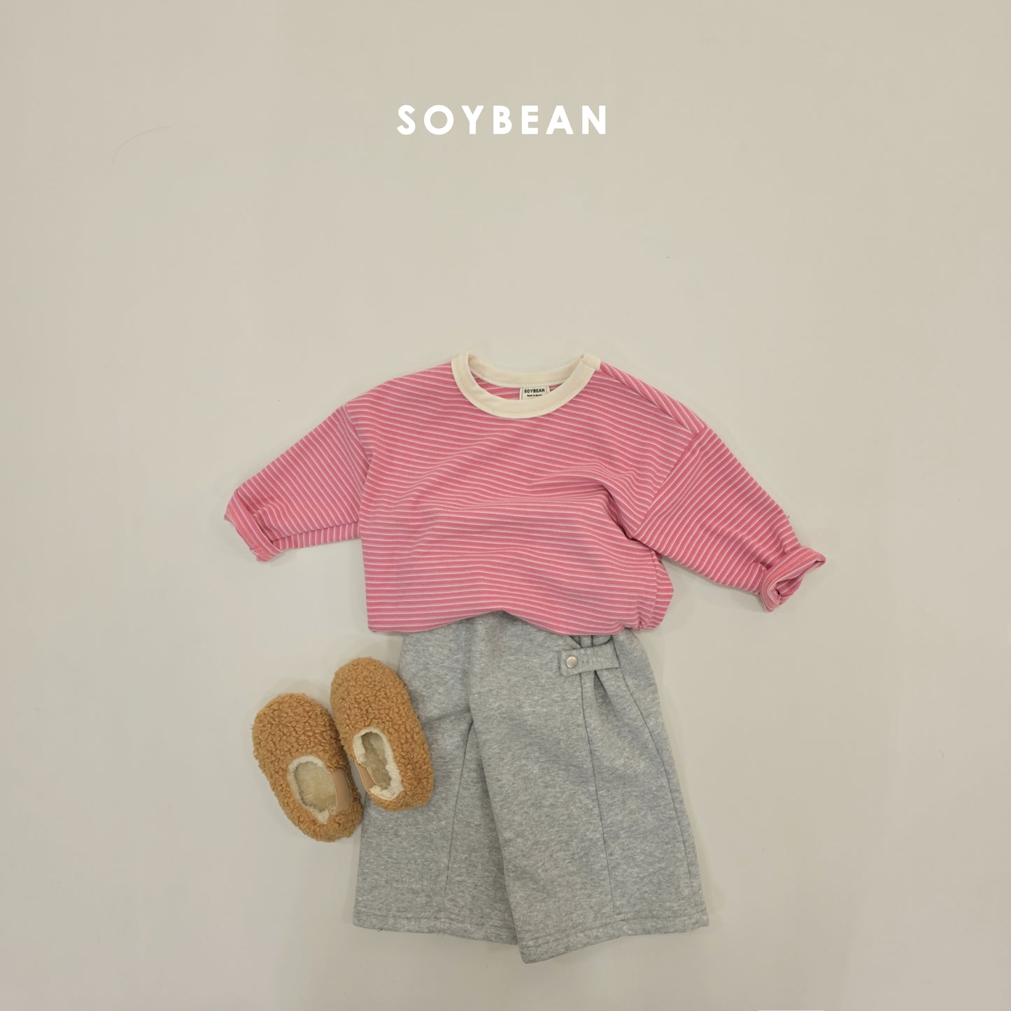 (Pre-order) Soybean Kids Winter - Fleece-Lined Side Snap Wide Pants 양기모사이드스냅팬츠 (4 Colors)