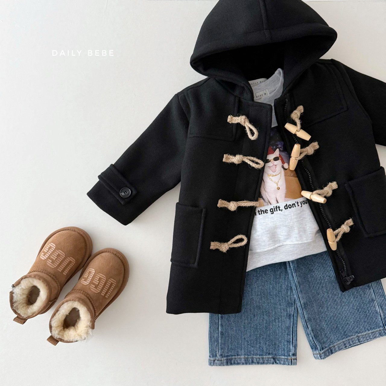 (Pre-order) Daily Bebe Winter - Kids' Daily Toggle Hood Coat 데일리 떡코 (2 Colors)