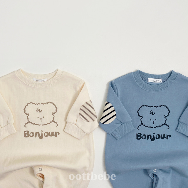 (Pre-order) OOTTBEBE - Bonjour Puppy Bodysuit 봉쥬르퍼피전신수트 (2 Colors)