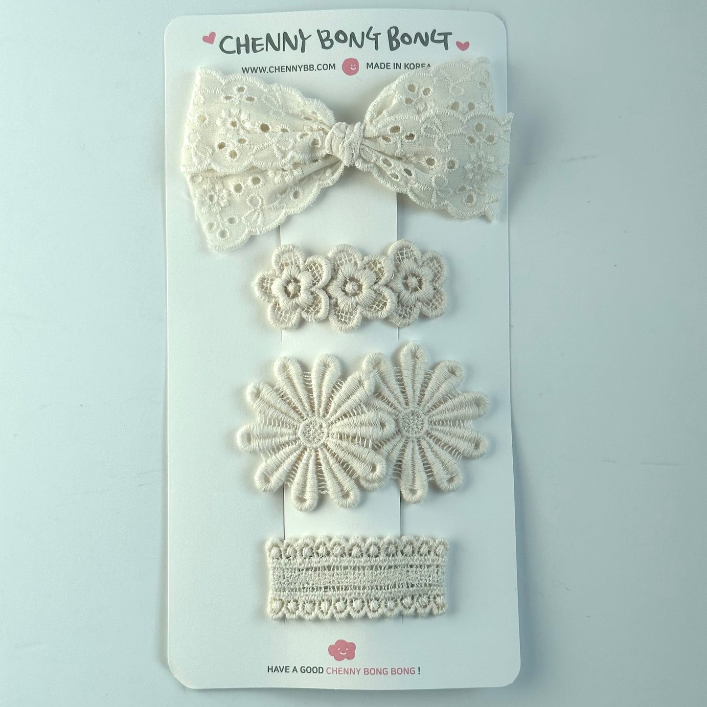 (Chenny Bong Bong) Kids’ Ivory Hair Clips 4-piece Set