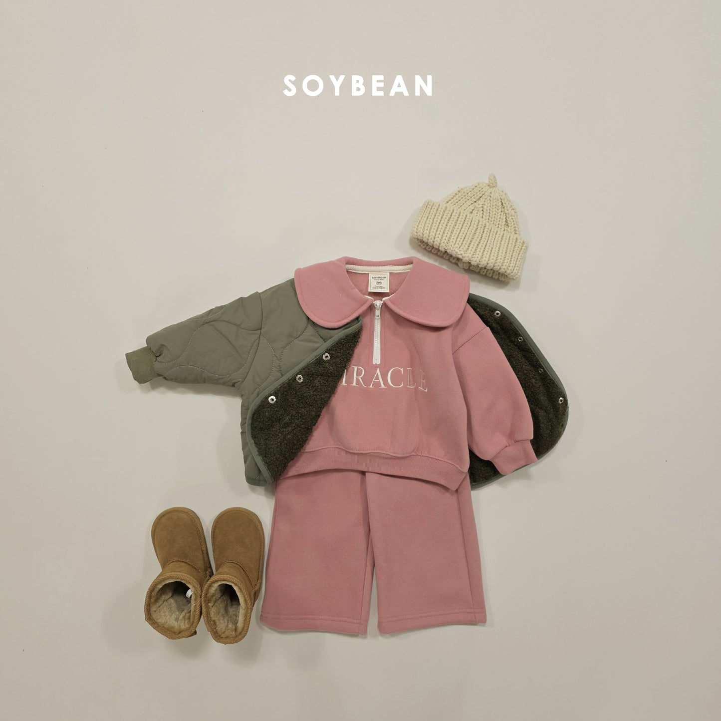 (Pre-order) Soybean Kids Winter - Miracle Half-Zip Top & Bottom Set 미라클반집업상하 (2 Colors)