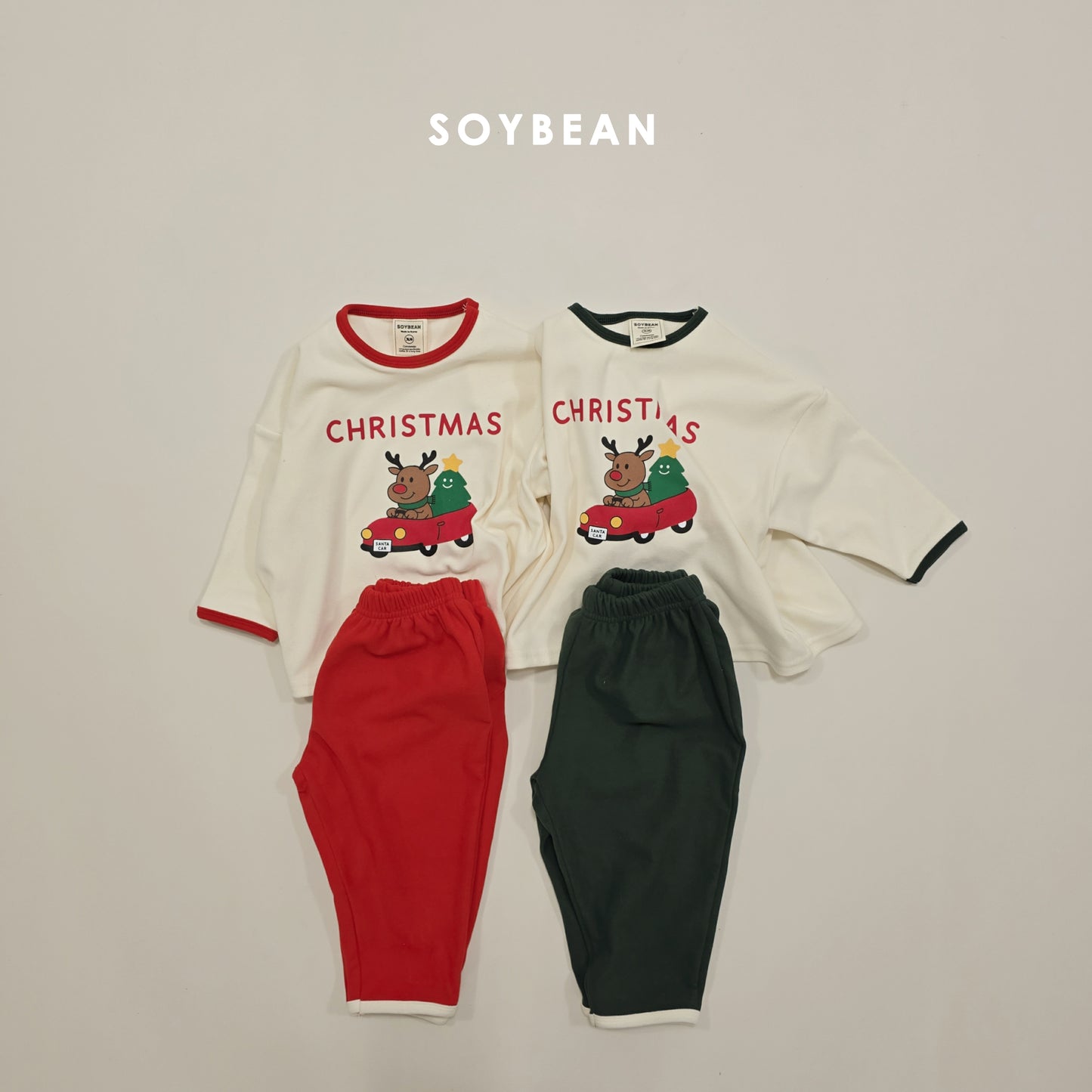 (Pre-order) Soybean Kids Winter - Merry Mongle Loose Pajama Set 메리몽글루즈실내복 (2 Colors)