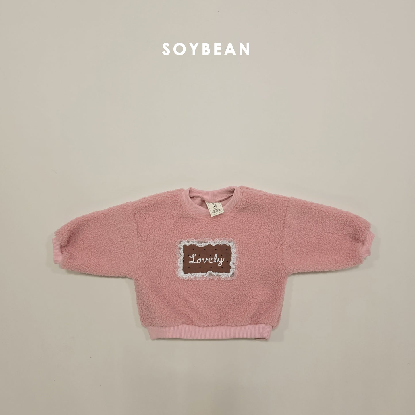 (Pre-order) Soybean Kids Winter - Lovely Bouclé Embroidered Sweatshirt 러블리뽀글맨투맨 (2 Colors)