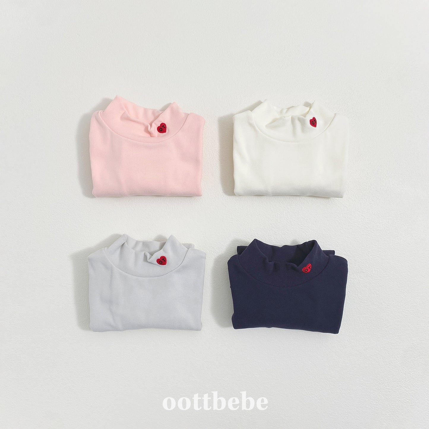 (Pre-order) OOTTBEBE Winter - Signature Heart Turtleneck Tee OT하트폴라티 (4 Colors)