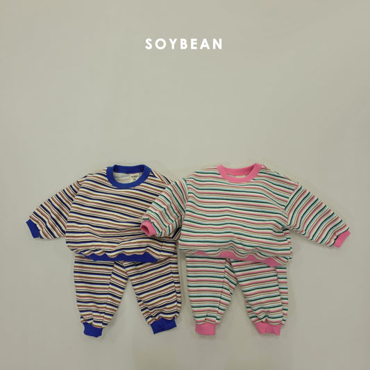 (Pre-order) Soybean Kids Winter - Rainbow Mochi Fleece-Lined Top & Bottom Set 무지개모찌상하복 (2 Colors)