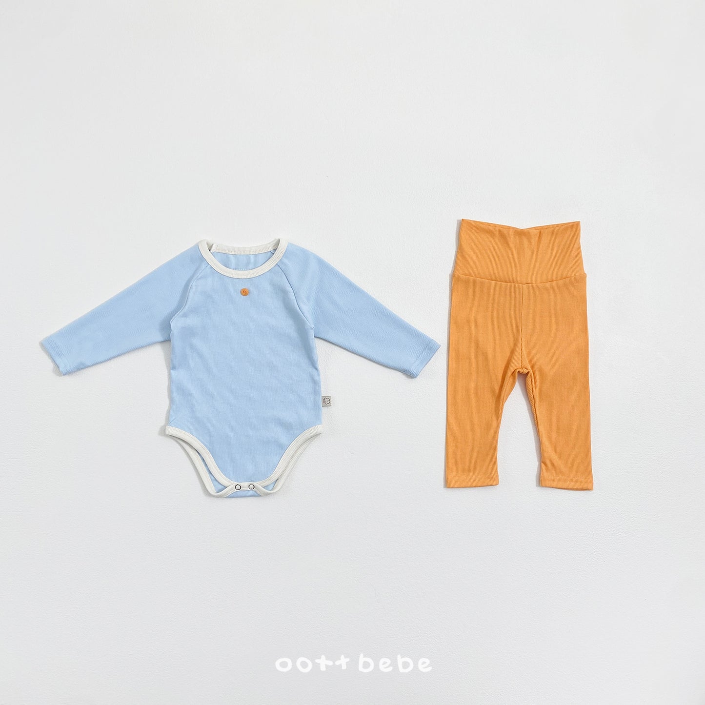 (Pre-order) OOTTBEBE Spring - Picnic Modal Ribbed Romper & Leggings Set 피크닉슈트세트 (3 Colors)