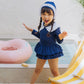 (Pre-order) KoongsKoongs Kids’ Premium Chouchou Ruffle Rash Guard Dress Set (Navy)