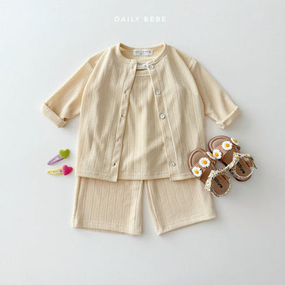 (Pre-order) Daily Bebe - Kids’ 3-Piece Cardigan Set 3종 가디건셋업 (4 Colors)