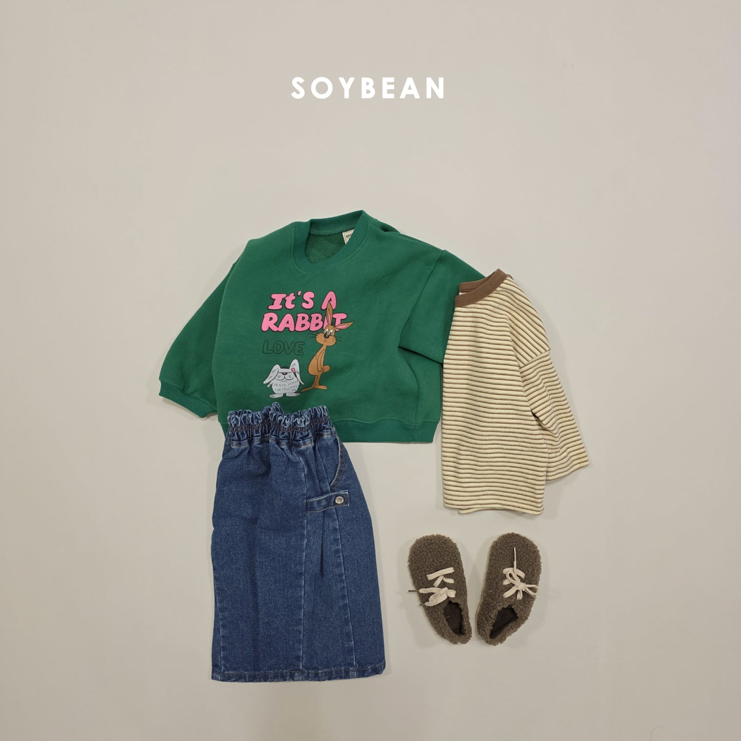 (Pre-order) Soybean Kids Winter - Rabbit Fleece-Lined Sweatshirt 래빗양기모맨투맨 (2 Colors)