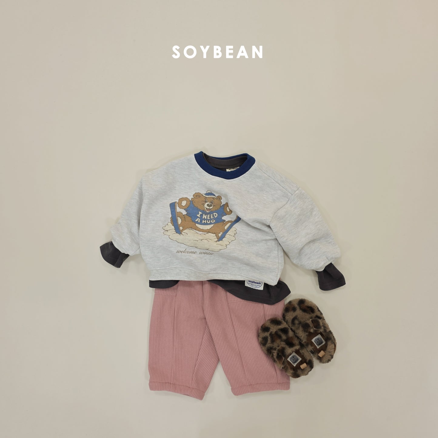 (Pre-order) Soybean Kids Winter - Cozy Layered Fleece-Lined Tee 포근한레이어드티 (5 Colors)