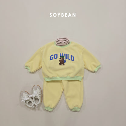 (Pre-order) Soybean Kids Winter - Camping Bear Fleece Top & Bottom Set 캠핑베어플리스상하 (3 Colors)