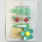 (Chenny Bong Bong) Kids’ Mint Flower Hair Clips 4-piece Set