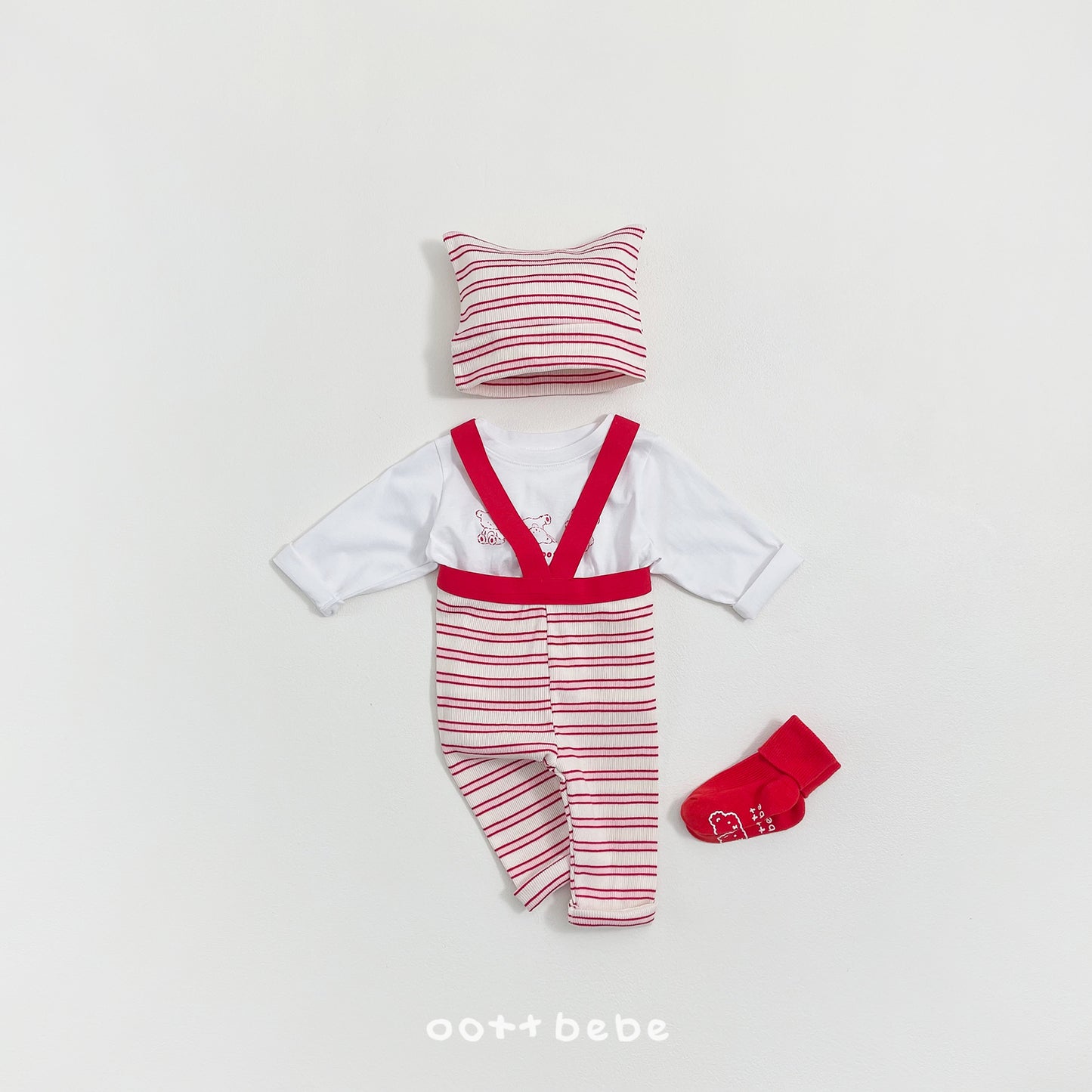 (Pre-order) OOTTBEBE Spring - Say OOTT Stripe Suspender Leggings 세이오뜨멜빵레깅스 (4 Colors)