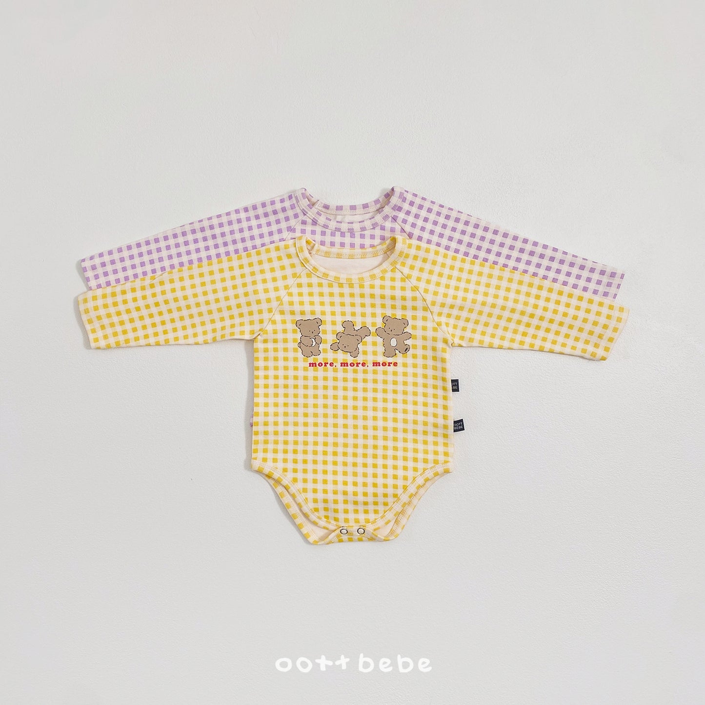 (Pre-order) OOTTBEBE Winter - Checked Bear Full Bodysuit 체크베어슈트 (2 Colors)