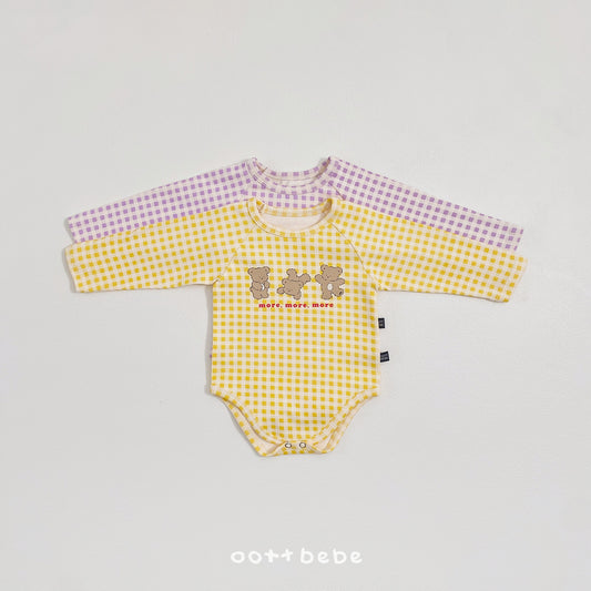 (Pre-order) OOTTBEBE Winter - Checked Bear Full Bodysuit 체크베어슈트 (2 Colors)