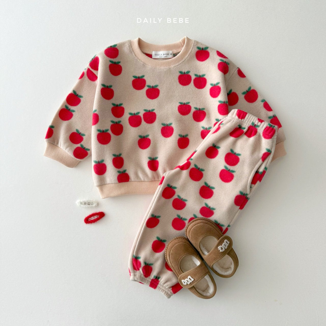 (Pre-order) Daily Bebe Winter - Fleece Cozy Print Sweatshirt 후리스 맨투맨 (4 Colors)