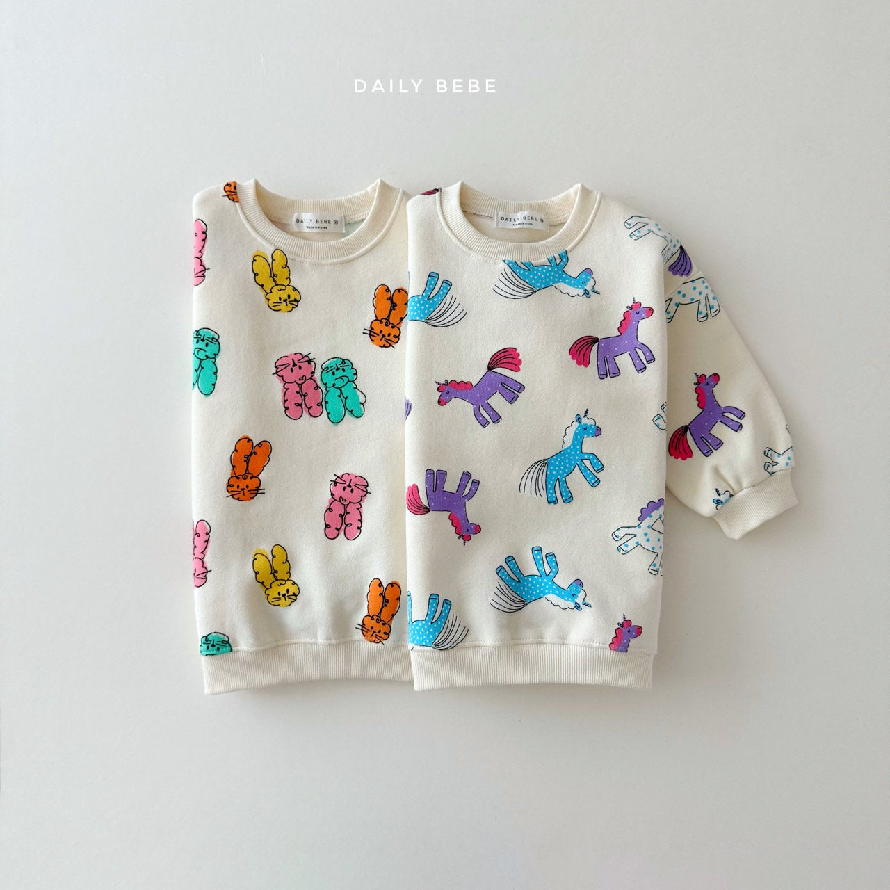 (Pre-order) Daily Bebe Winter - Kids' Playful Animal Long Sweatshirt 롱 맨투맨 (2 Colors)