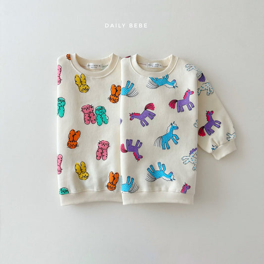 (Pre-order) Daily Bebe Winter - Kids' Playful Animal Long Sweatshirt 롱 맨투맨 (2 Colors)