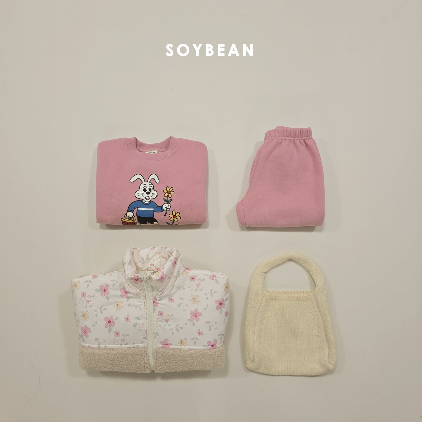 (Pre-order) Soybean Kids Winter - Picnic Fleece-Lined Top & Bottom Set 피크닉양기모상하 (2 Colors)