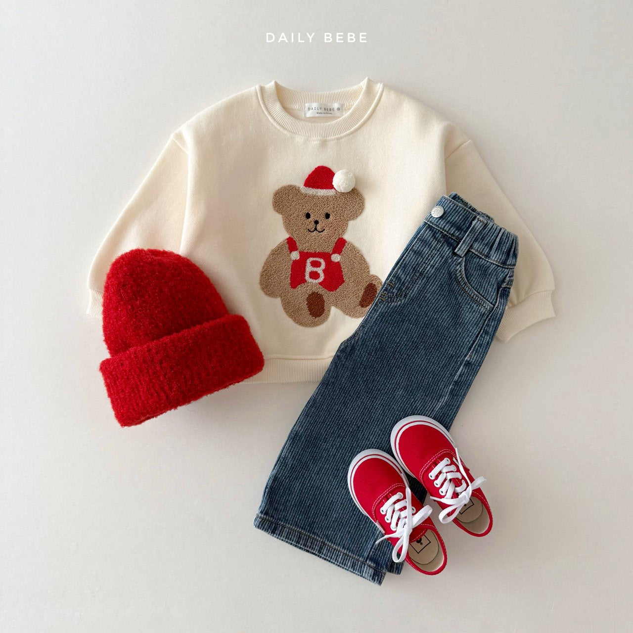 (Pre-order) Daily Bebe Winter - Kids' Fleece-Lined Denim Pants 기모 데님팬츠 (2 Colors)