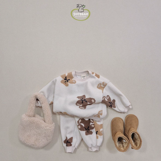 (Pre-order) Soybean Kids - Teddy Fleece Top & Bottom Set 테디플리스상하복 (3 Colors)