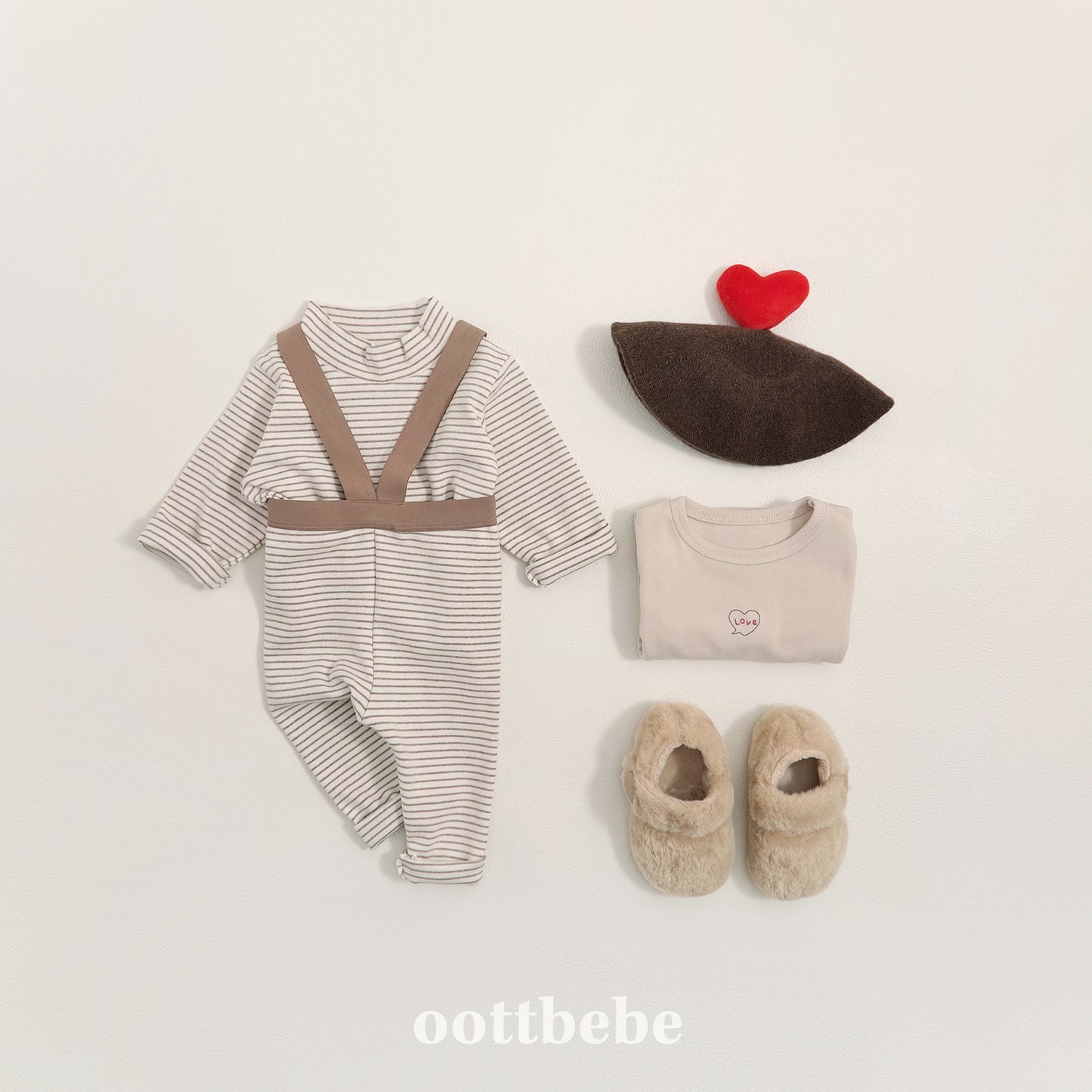 (Pre-order) OOTTBEBE Winter - (Bebe) Suspender Stripe Leggings 윈터멜빵레깅스 (3 Colors)