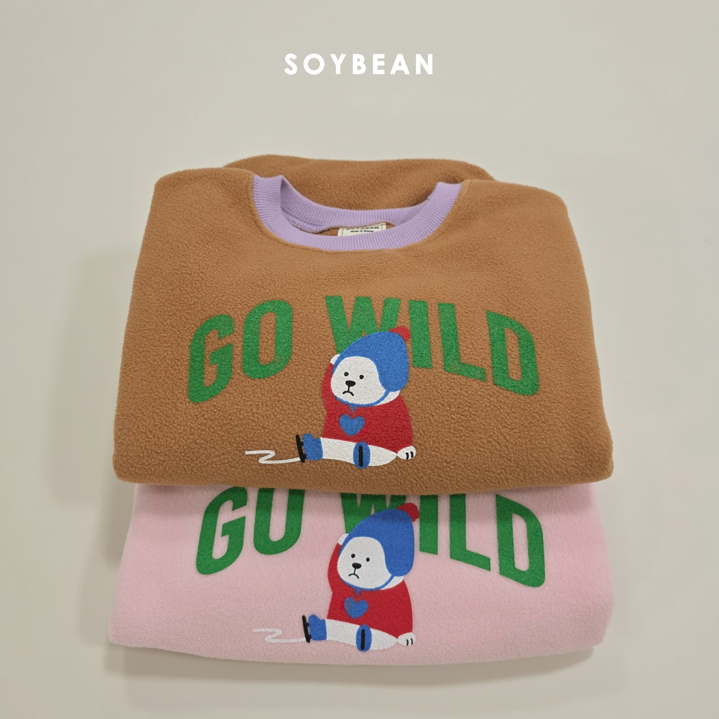 (Pre-order) Soybean Kids Winter - Baby Polar Bear Fleece Top & Bottom Set 아기백곰플리스상하복 (2 Colors)