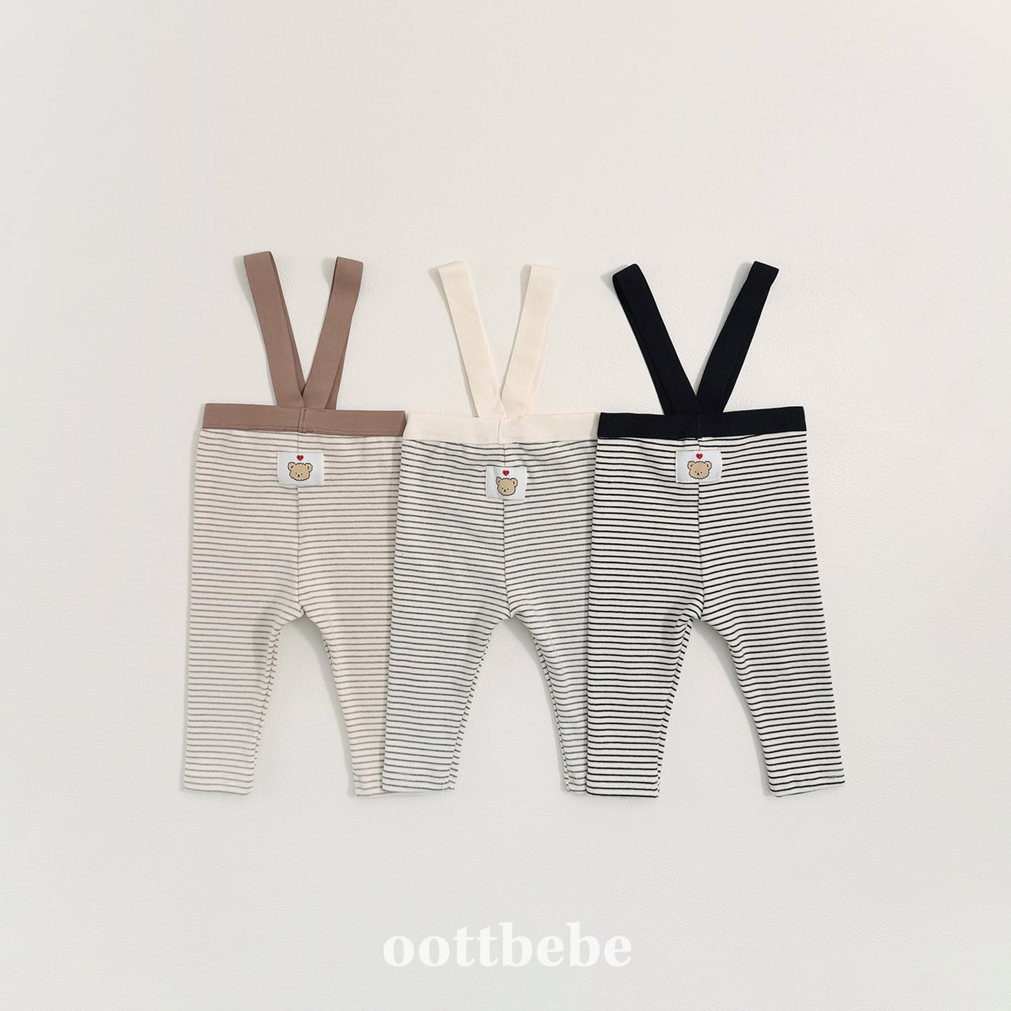 (Pre-order) OOTTBEBE Winter - (Bebe) Suspender Stripe Leggings 윈터멜빵레깅스 (3 Colors)