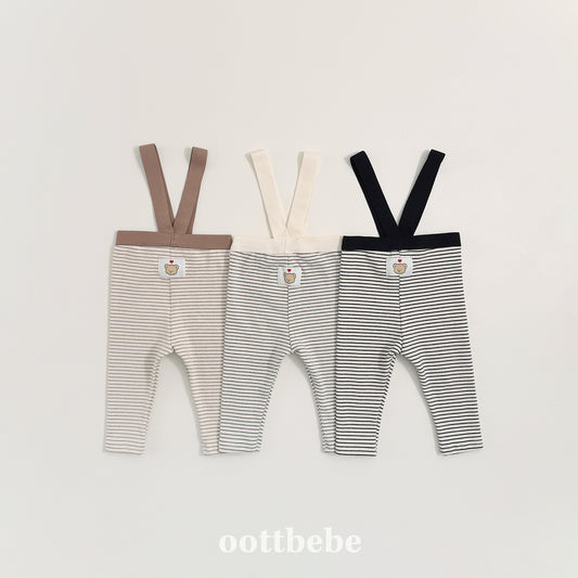 (Pre-order) OOTTBEBE Winter - (Bebe) Suspender Stripe Leggings 윈터멜빵레깅스 (3 Colors)