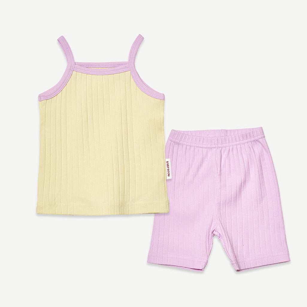 (Baby Boom) Summer Milk Ribbed Cami Pajama Set (4 Colors)