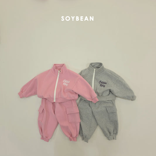 (Pre-order) Soybean Kids Winter - Zip-Up Cargo Fleece-Lined Top & Bottom Set 집업카고상하복 (2 Colors)