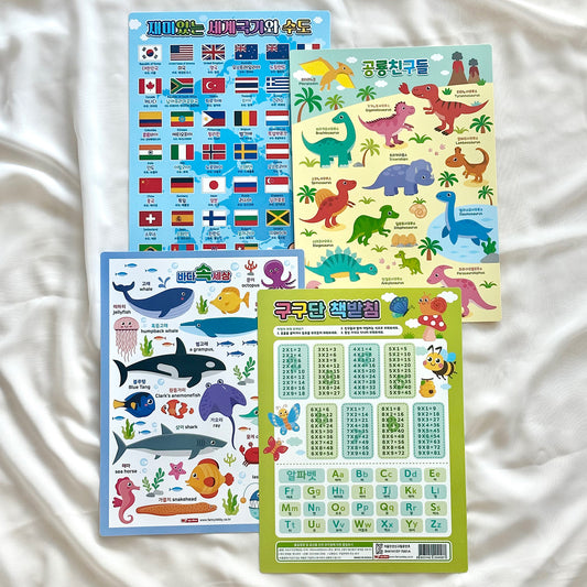 Learning Fun Multiplication Table Set (4-pack) 구구단 책받침