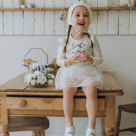 (Pre-order) KoongsKoongs Kids’ Premium Elina Rash Guard Dress Set (Cream Lemon)