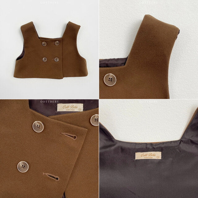 (Pre-order) OOTTBEBE - Chocolate Double-Breasted Vest 초코더블뷔스티에 (2 Colors)