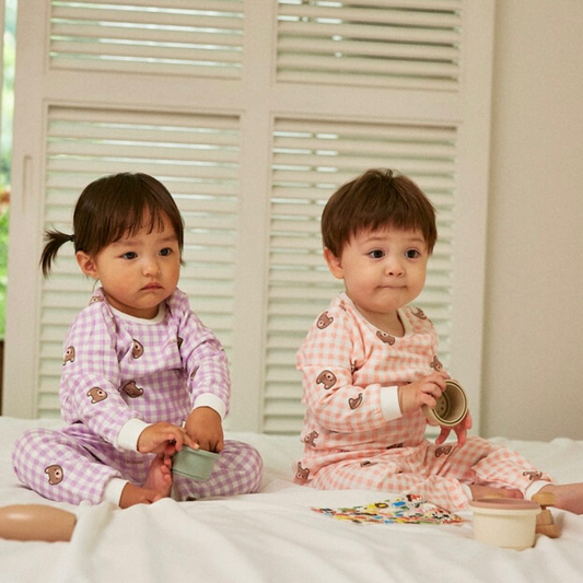 (COCOHANI) Cotton Gingham Check Long Sleeve Pajama Set (4 Colors)