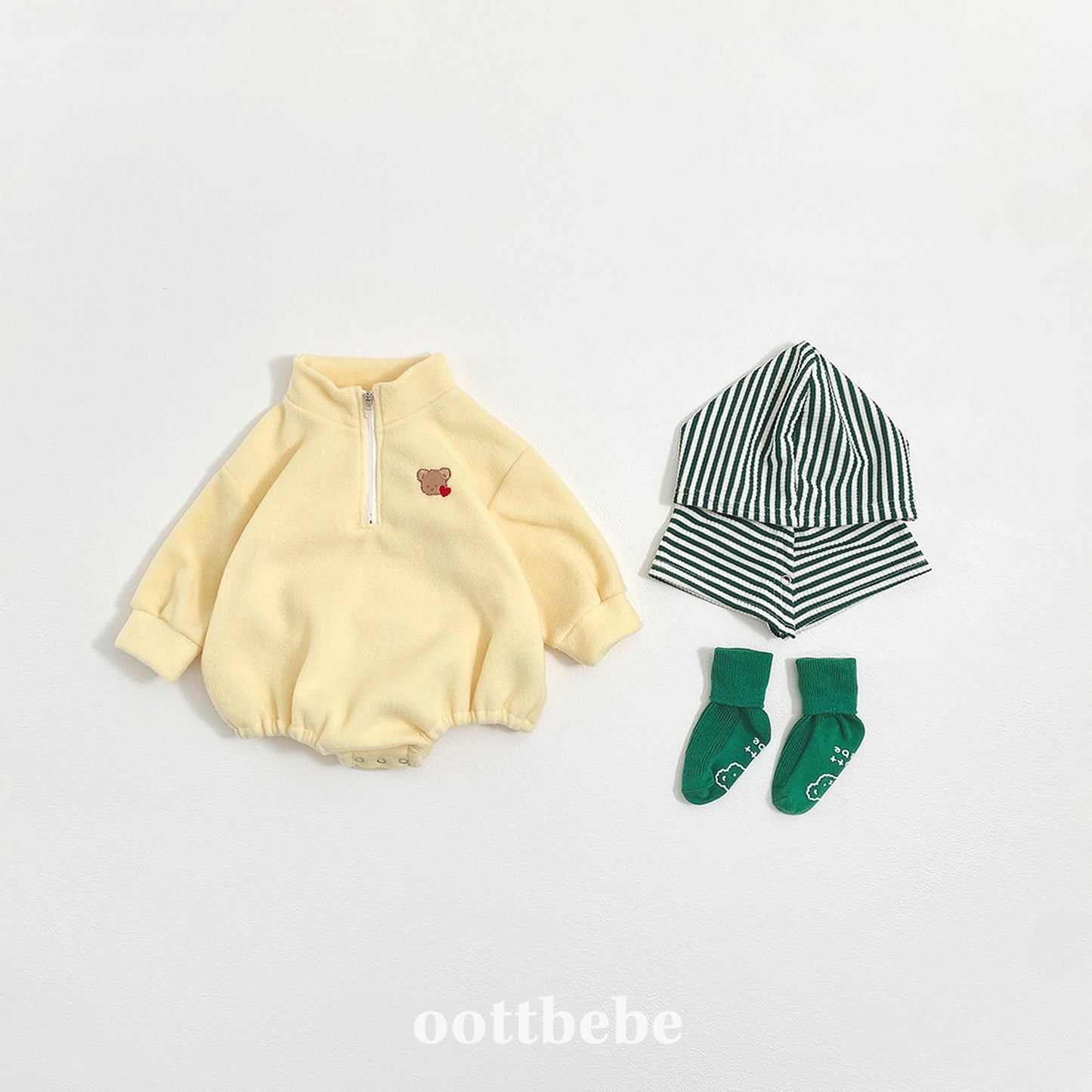 (Pre-order) OOTTBEBE Winter - Puppy Fleece Anorak Bodysuit 멍멍아노락슈트 (4 Colors)