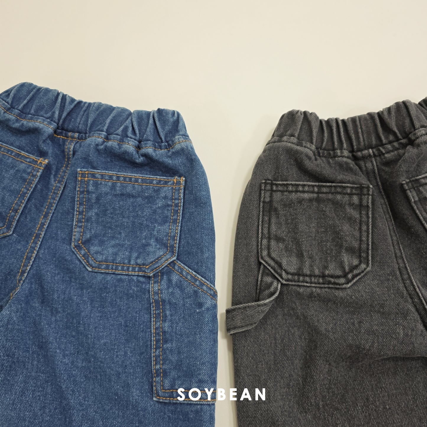 (Pre-order) Soybean Kids Winter - Fleece-Lined Work Denim Pants 기모워크데님팬츠 (2 Colors)