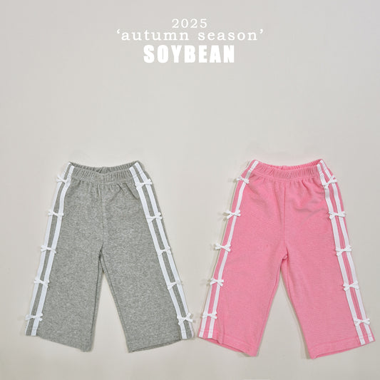 (Pre-order) Soybean Kids - Ribbon Terry Line Pants 리본테리라인팬츠 (2 Colors)