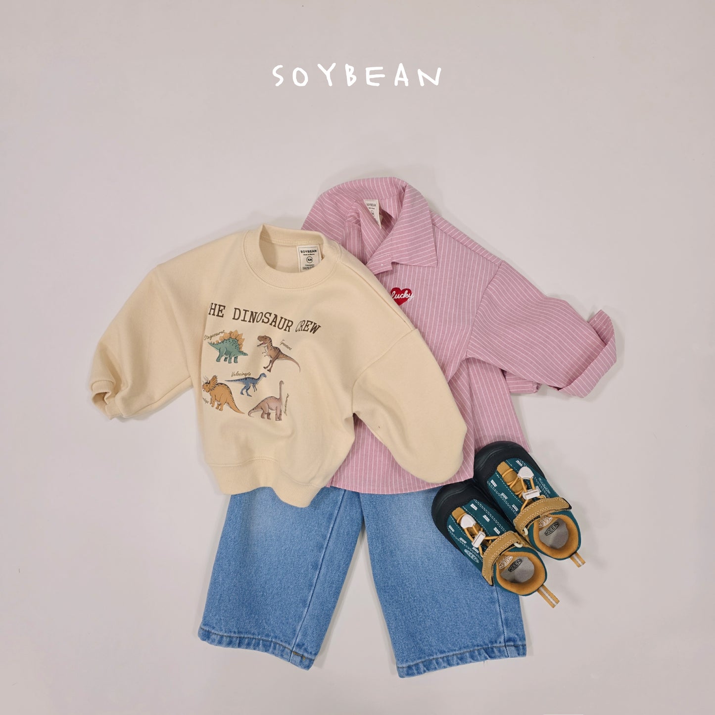 (Pre-order) Soybean Kids Spring - Wide Brush Denim Pants 와이드브러쉬데님팬츠 (2 Colors)